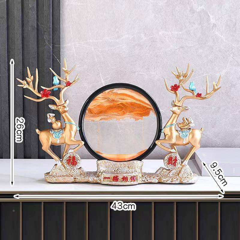 流沙画摆件家用高客XIZ厅玄关档树式工艺品创意欧招财脂鹿装饰品图片