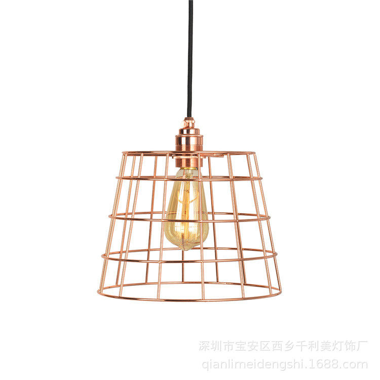 后现代轻奢简约红古铜玫瑰金铁艺吊灯个性创意吊灯吧台餐厅灯具