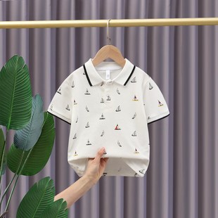 中大童 polo衫 男童短袖 儿p童t恤宝宝上衣夏装 体恤翻领2024新款