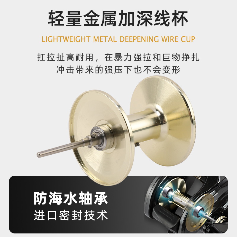 比灵斯打黑水滴轮雷强大物远投泛用不炸线路亚轮海竿鱼线轮子