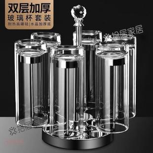 双层加厚高端水晶玻璃杯防烫泡茶杯无盖家用隔热喝水杯子高档套装