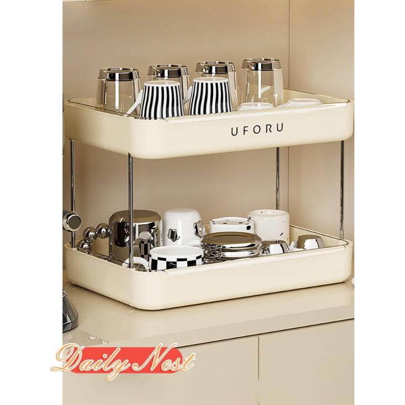 德国家用茶杯托杯收纳架桌面水杯收集架餐桌托盘双层排水孔