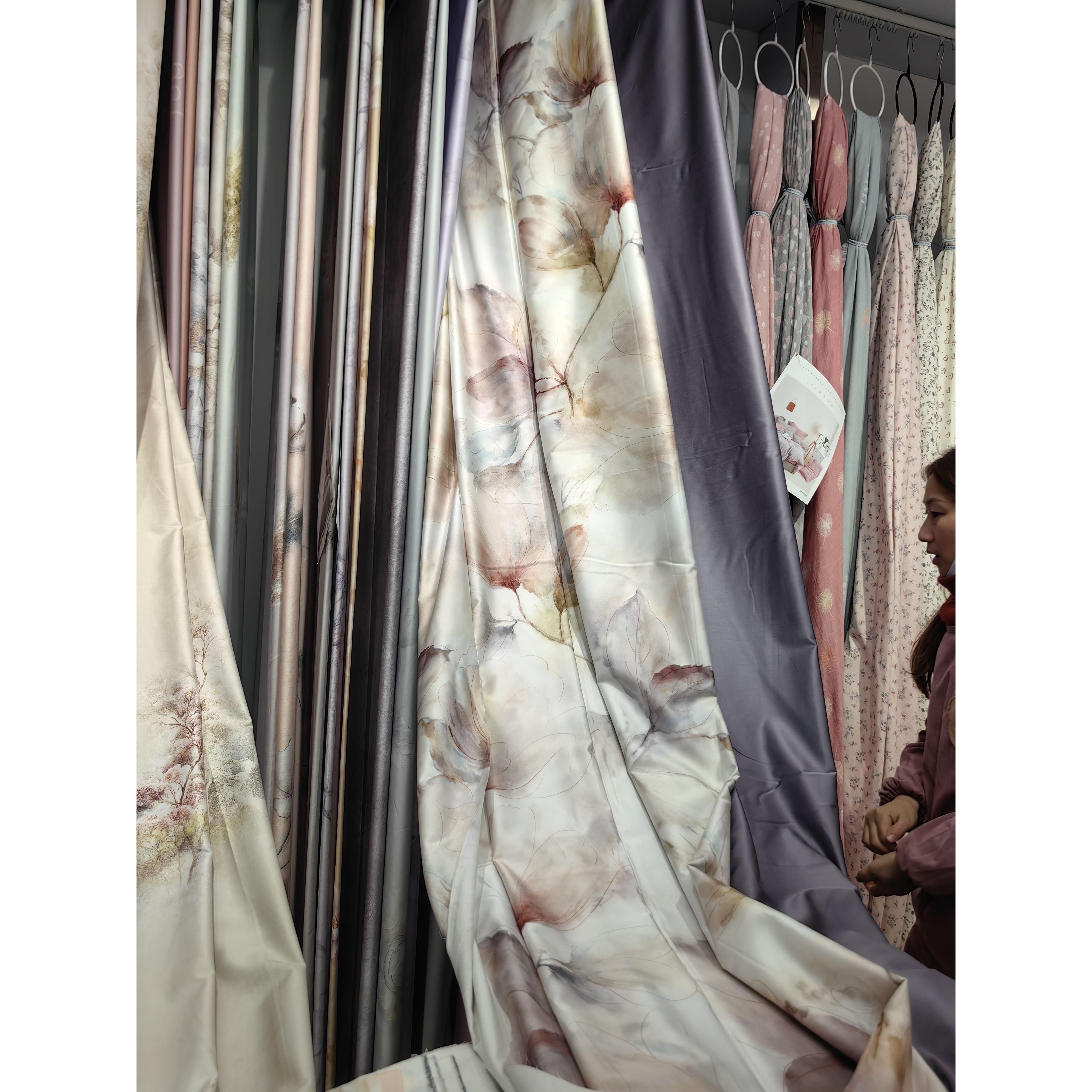 数码印花80支贡缎面料定制被罩保证纯棉高支高密床单布料微瑕疵