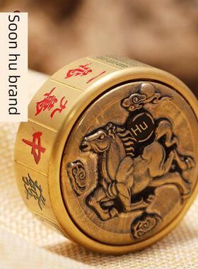 纯黄铜手把件桌面摆件旋转麻将指尖陀螺马上胡赢钱减压神器