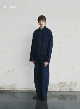 EDGAR | 深靛蓝土耳其长绒棉短款磁吸扣翻领牛仔夹克