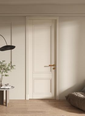 木以木作简约法式覆古风实木门黑色烤漆卧室房间门网红室内平开门