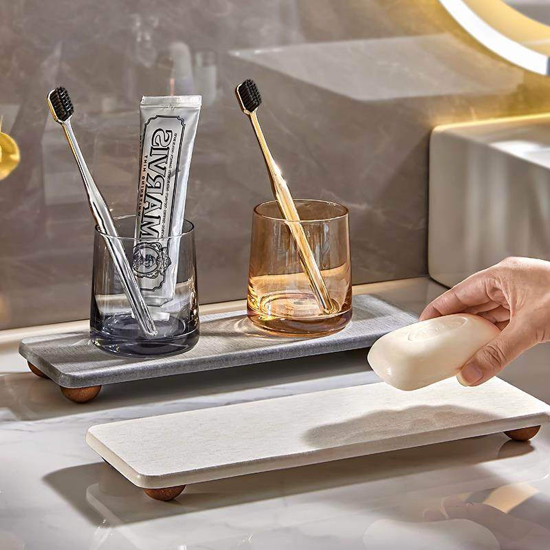 矽藻泥吸水凉垫牙刷架漱口杯置物架化妆室洗漱台面浴室置物收纳托,家庭/个人清洁工具,牙刷架/牙具座,淘宝优惠券,粉丝福利购,淘宝优惠卷