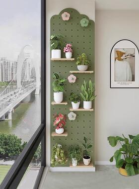 实木阳台孔板储物架花架室内客厅窗台墙盆栽绿色植物多肉展示架