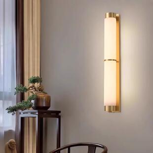 新型中国风全铜天然大理石高档壁灯中国风大气屋自建房卧室灯客厅