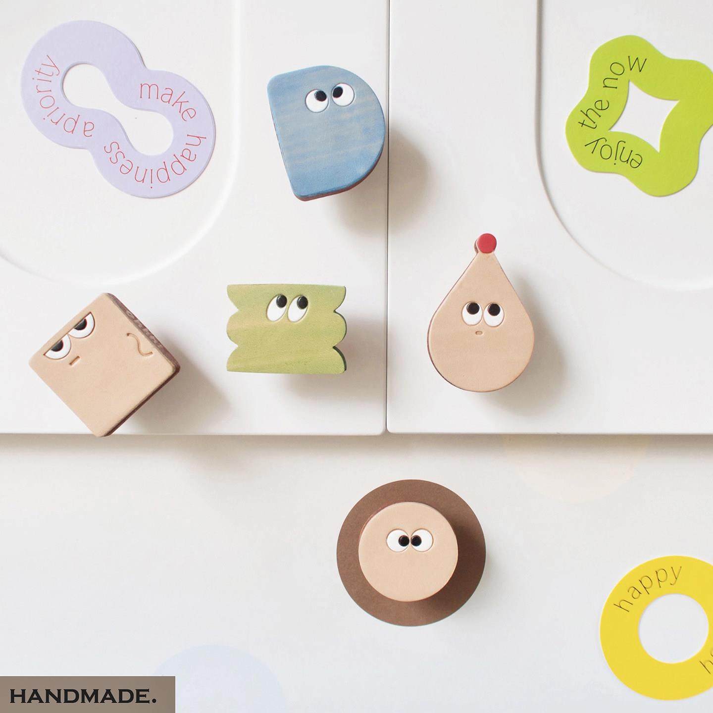 原创手工植鞣牛皮可爱眼睛真皮抽屉柜门皮拉手ins风创意儿童房,住宅家具,拉手,淘宝优惠券,粉丝福利购,淘宝优惠卷