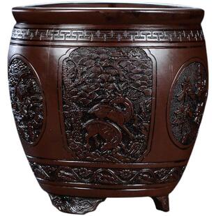 特大号紫砂花盆圆形梅花老桩盆景盆彷古种铁树盆景盆种菜陶瓷花盆