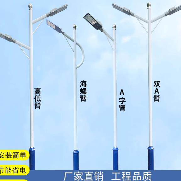 户外路灯杆4米/5/6/8/9米新农村户外防水高杆道路灯头超亮LED灯