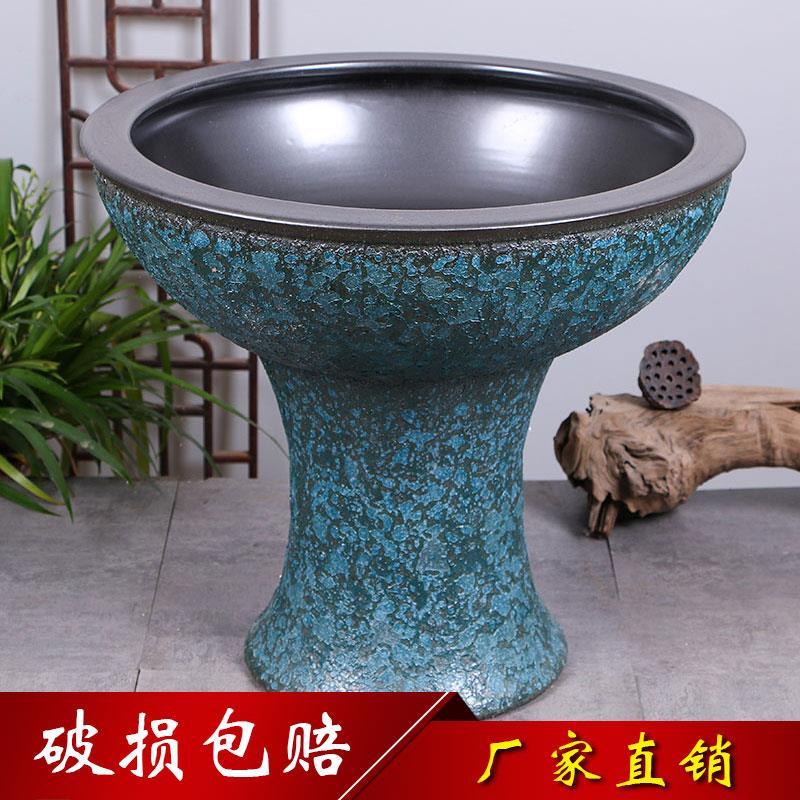 景德镇陶瓷盆落地立柱式鱼缸特大号金鱼缸睡莲碗莲荷花盆锦鲤室外
