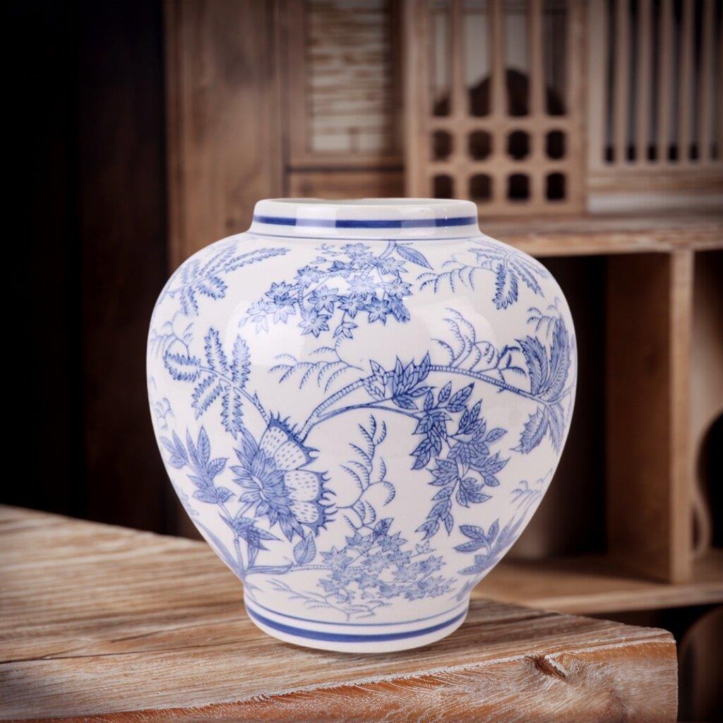 景德镇陶瓷器青花瓷花卉花瓶摆件客厅插花装饰品家居饰品摆设