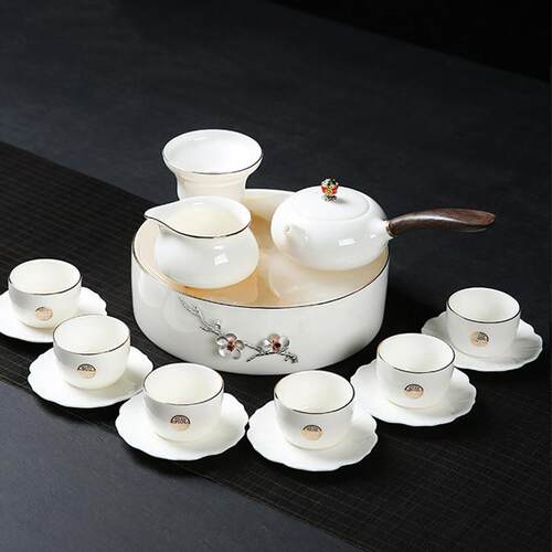 Claska Do 家用羊脂玉瓷功夫茶具套装盖碗茶杯干泡茶盘整套茶具