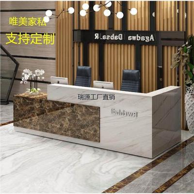 彷大理石收银台导医台现代吧台公司拐角前台接待台美容院新款服装