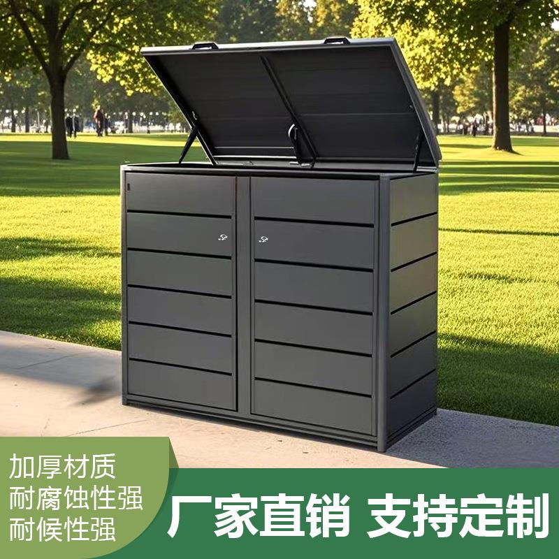 定制户外垃圾桶240L环卫果皮箱液压撑杆翻盖式垃圾箱不锈钢垃圾桶