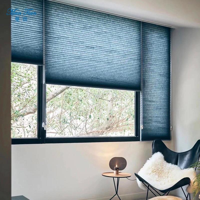 卷帘蜂巢帘遮阳隔热天棚帘内置蜂巢帘拉珠免打孔子双层日夜风琴帘