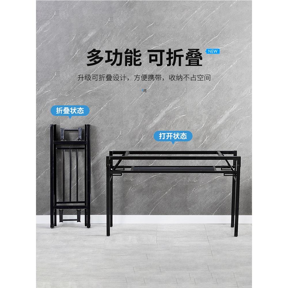 折叠桌架子白色桌腿餐厅金属双层支架折叠置物架花架弹簧特价包邮