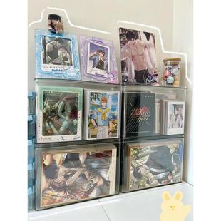 色纸收纳盒亚克力带盖收藏卡册展示架吧唧自封袋自粘袋保护盒ins