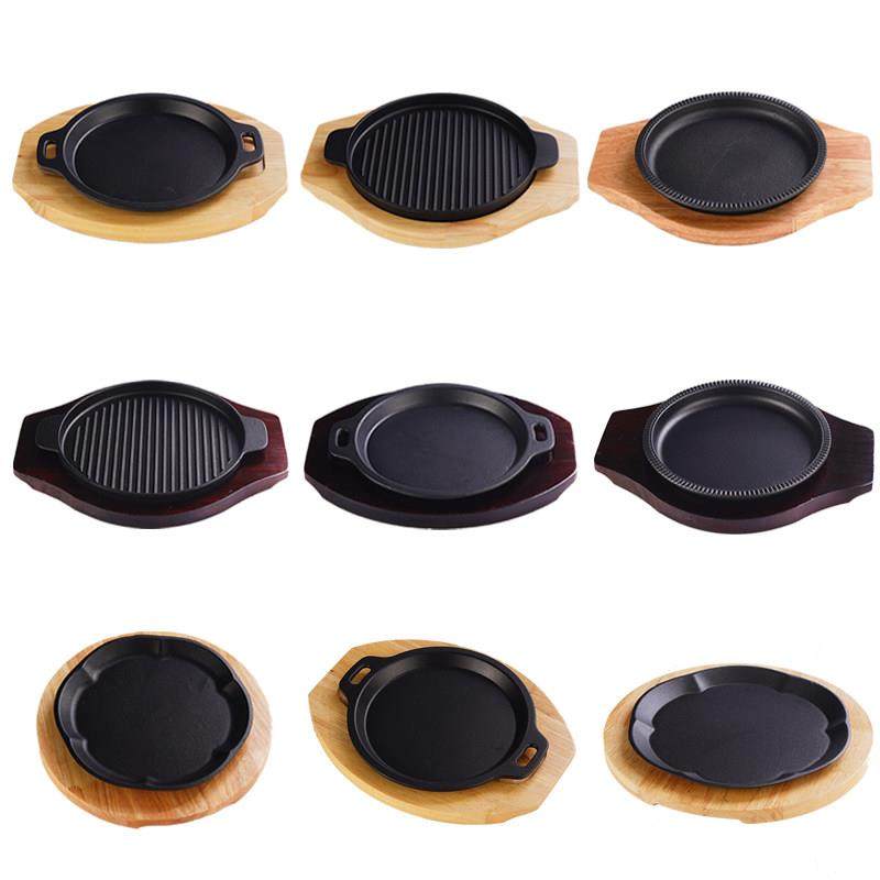 韩式双耳铸铁烧烤盘商用餐厅牛排铁板烧盘家用烤肉煎锅圆形烤鱼盘,厨房/烹饪用具,烧烤盘,淘宝优惠券,粉丝福利购,淘宝优惠卷