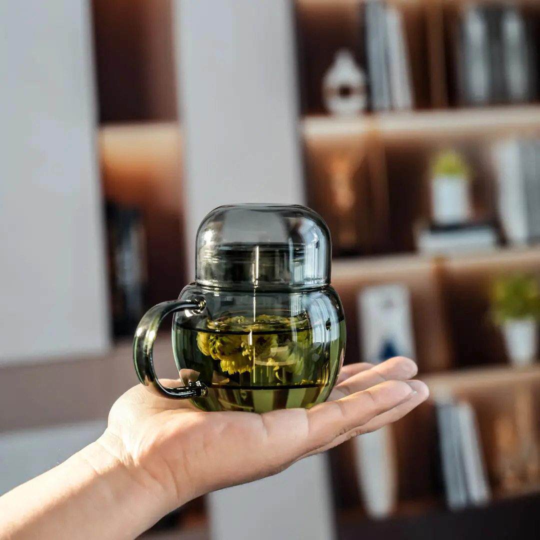 迷你墩墩功夫茶具茶水分离煮茶壶耐高温玻璃杯一人用小泡茶杯带把