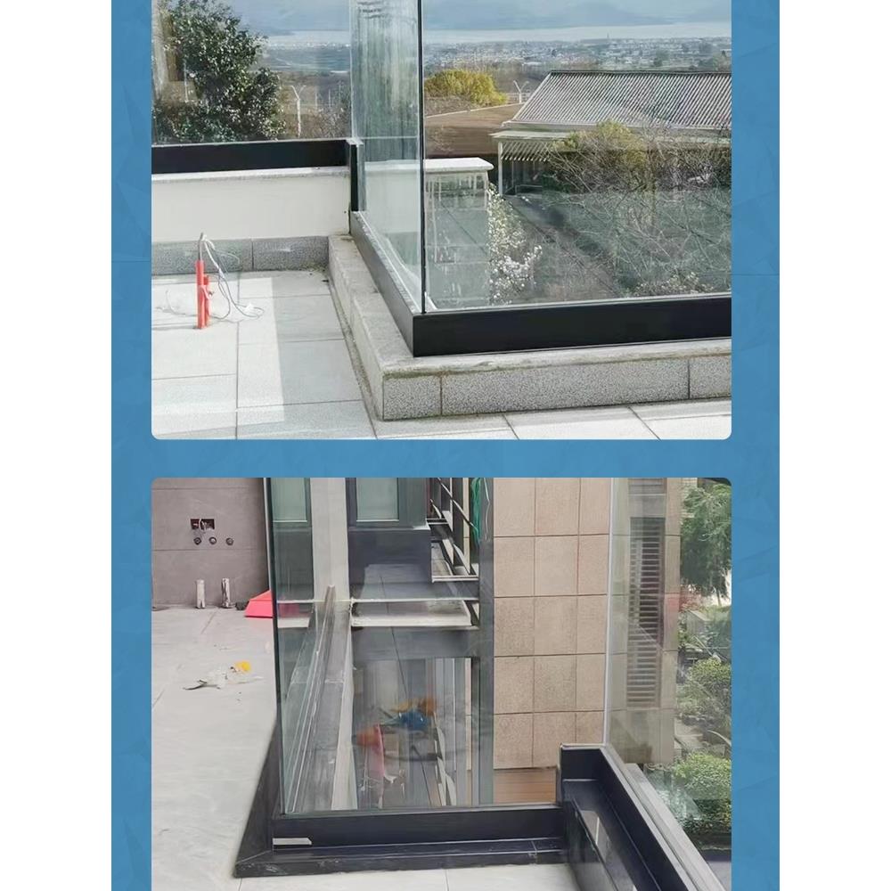 明装侧挂玻璃卡槽铝合金扶手护栏U型槽栏杆铝合金型材槽无框阳台