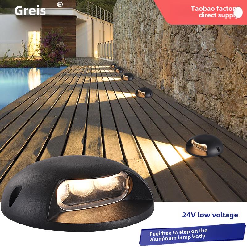 侧面发光地下灯24V低压Led户外防水超薄室外庭院花园无孔龟背落地