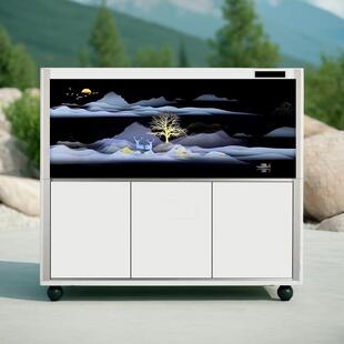 鱼缸背景贴纸星空招财鹿山水画立体高清图3d壁纸自粘静电家和富贵