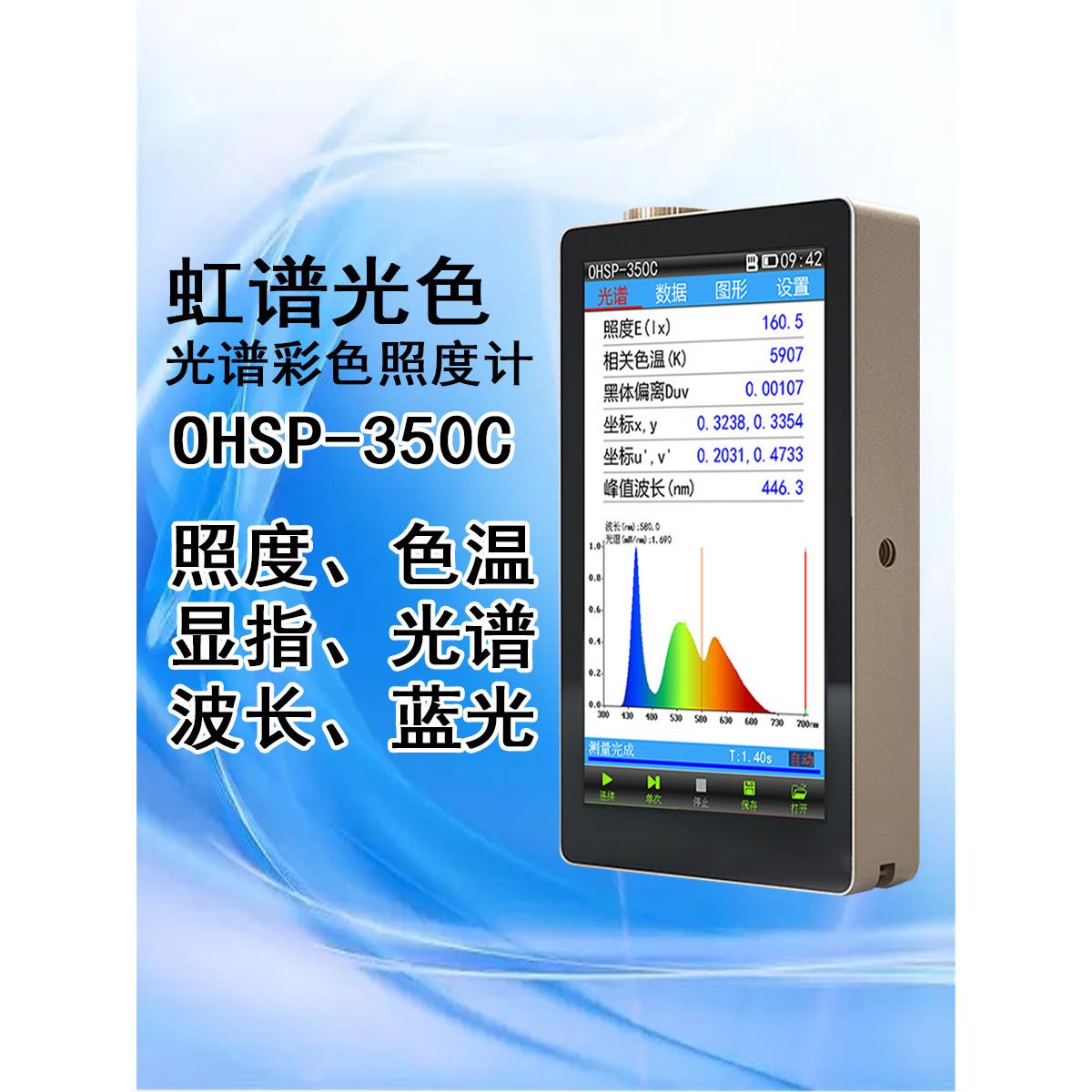 虹谱OHSP350C光谱照度计色温仪显指检测仪色容差辐照度测试