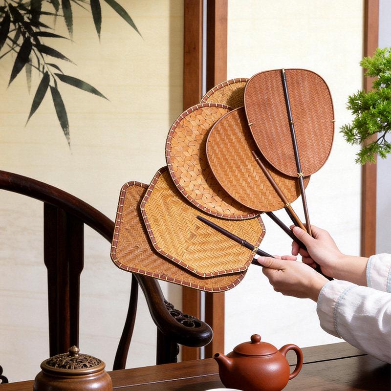 宋式美学国风竹编竹扇子手工大漆竹编家用夏天老式团扇古风芭蕉扇