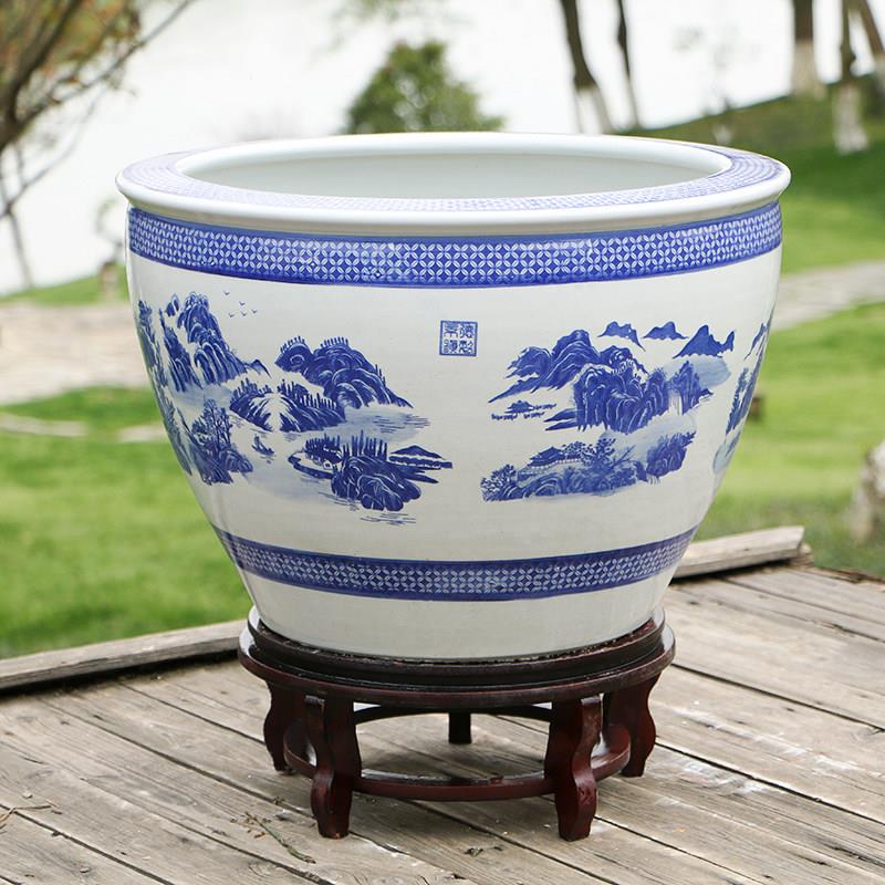 睡莲花盆陶瓷青花瓷碗莲荷花家用大号清仓铁树盆庭院特大水缸养鱼