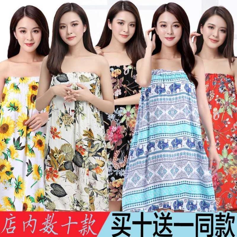 美容院专用顾客人睡汗蒸服衣服纯棉抹胸围裹胸薄女款浴裙浴巾浴袍