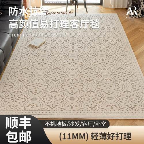客厅轻奢2024新款地毯茶几垫沙发毯防水抗污免洗可擦拭中古高级感