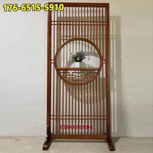 实木屏风隔断客厅置物架储物鞋柜定制入户玄关柜新中式镂空格栅