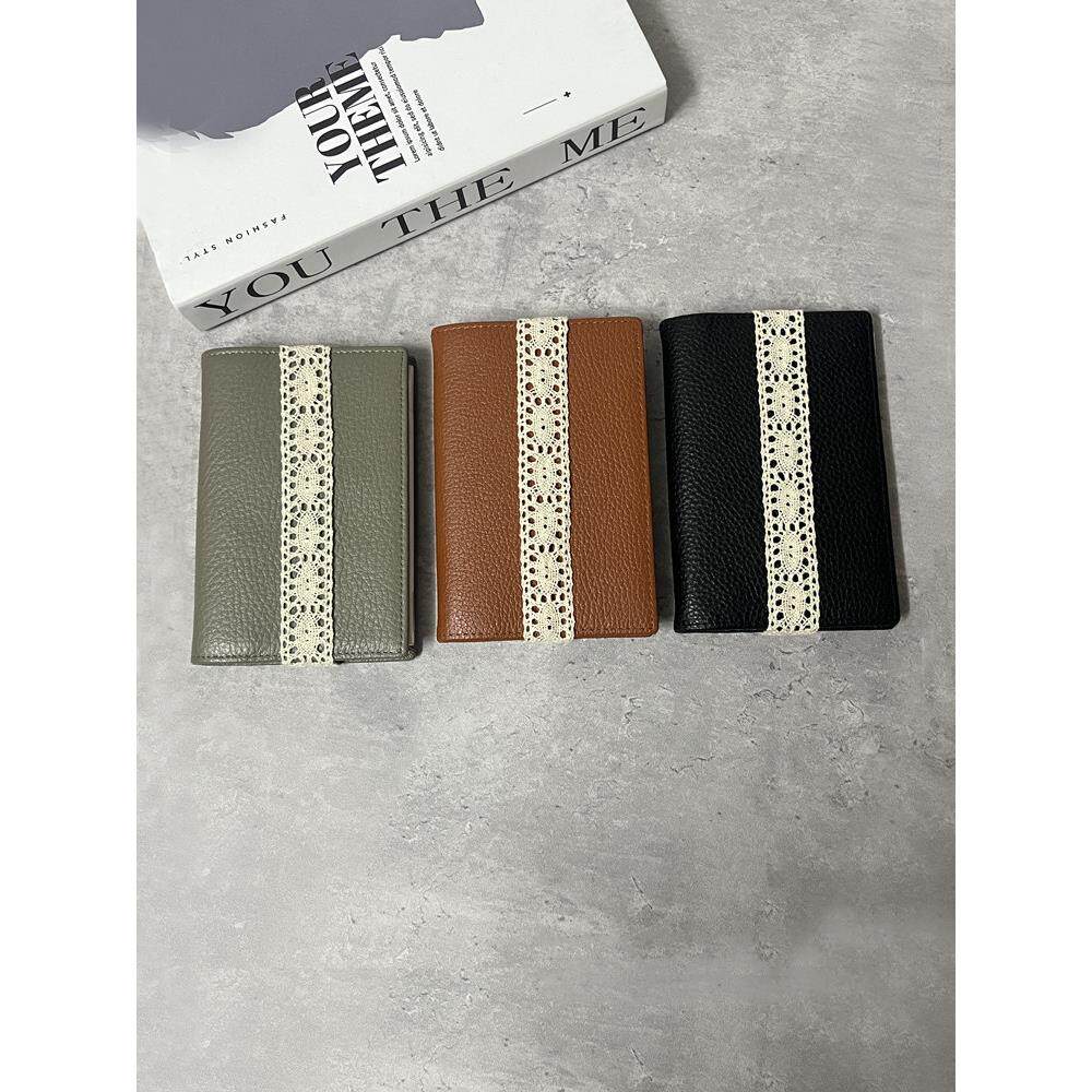 头层牛皮A7手账本蕾丝绑带真皮笔记本荔枝纹牛皮卡11mm小环活页本
