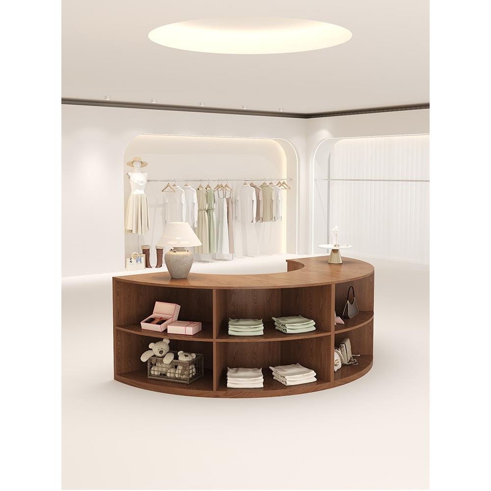 服装店中岛展示台半圆弧形陈列柜女装店展示柜饰品柜中岛柜展示台