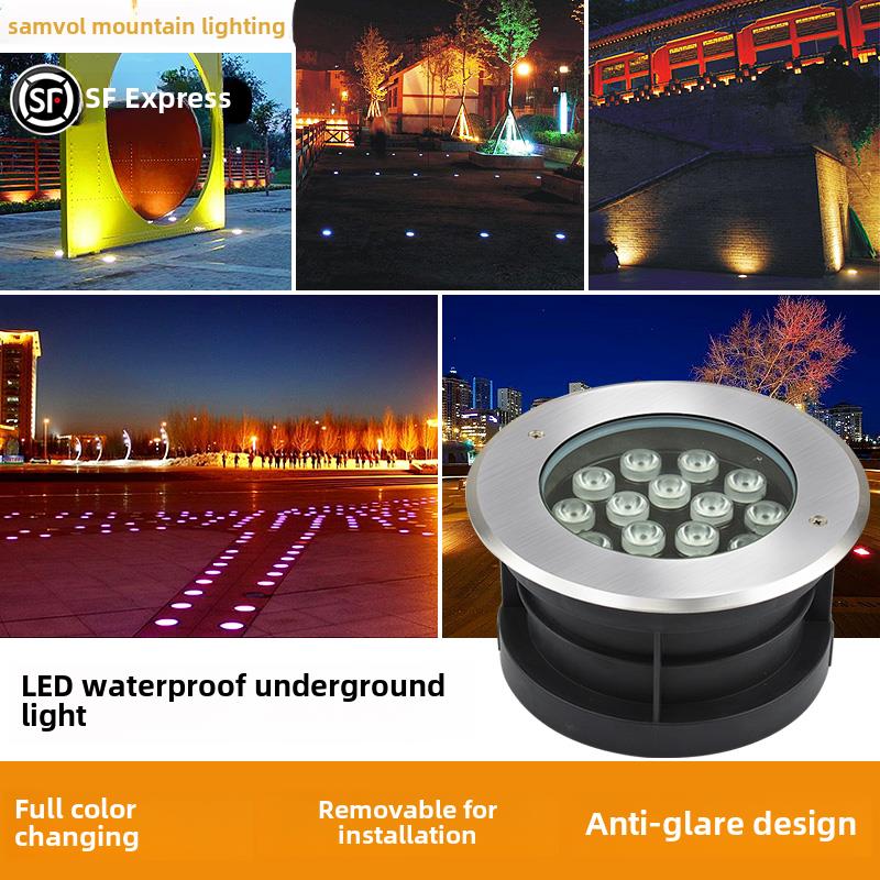 地下灯嵌入式Led户外防水地面聚光灯草坪草坪灯花园房子圆树照明