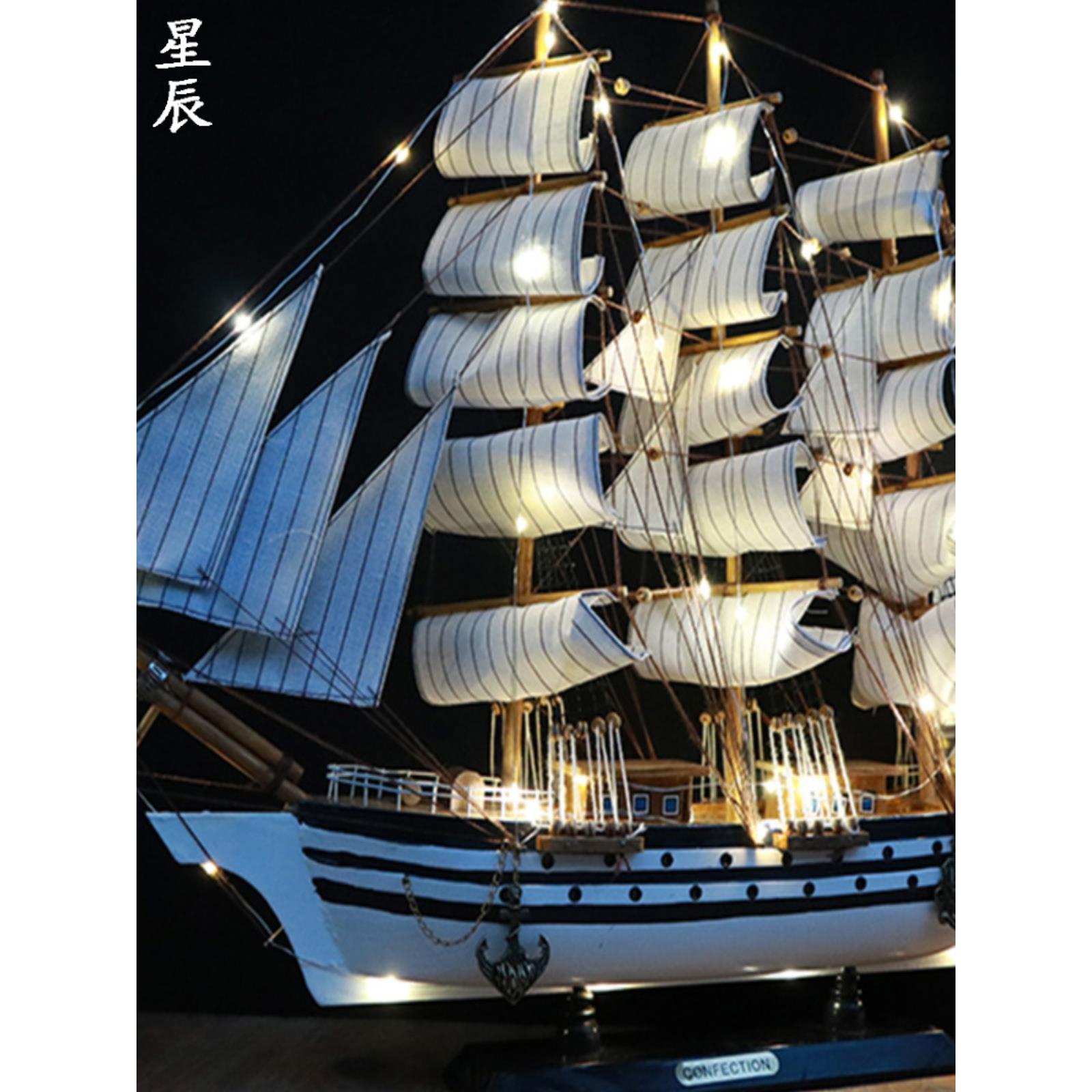 实木制帆船模型工艺品摆件客厅摆设结婚礼物开业礼一帆风顺装饰品