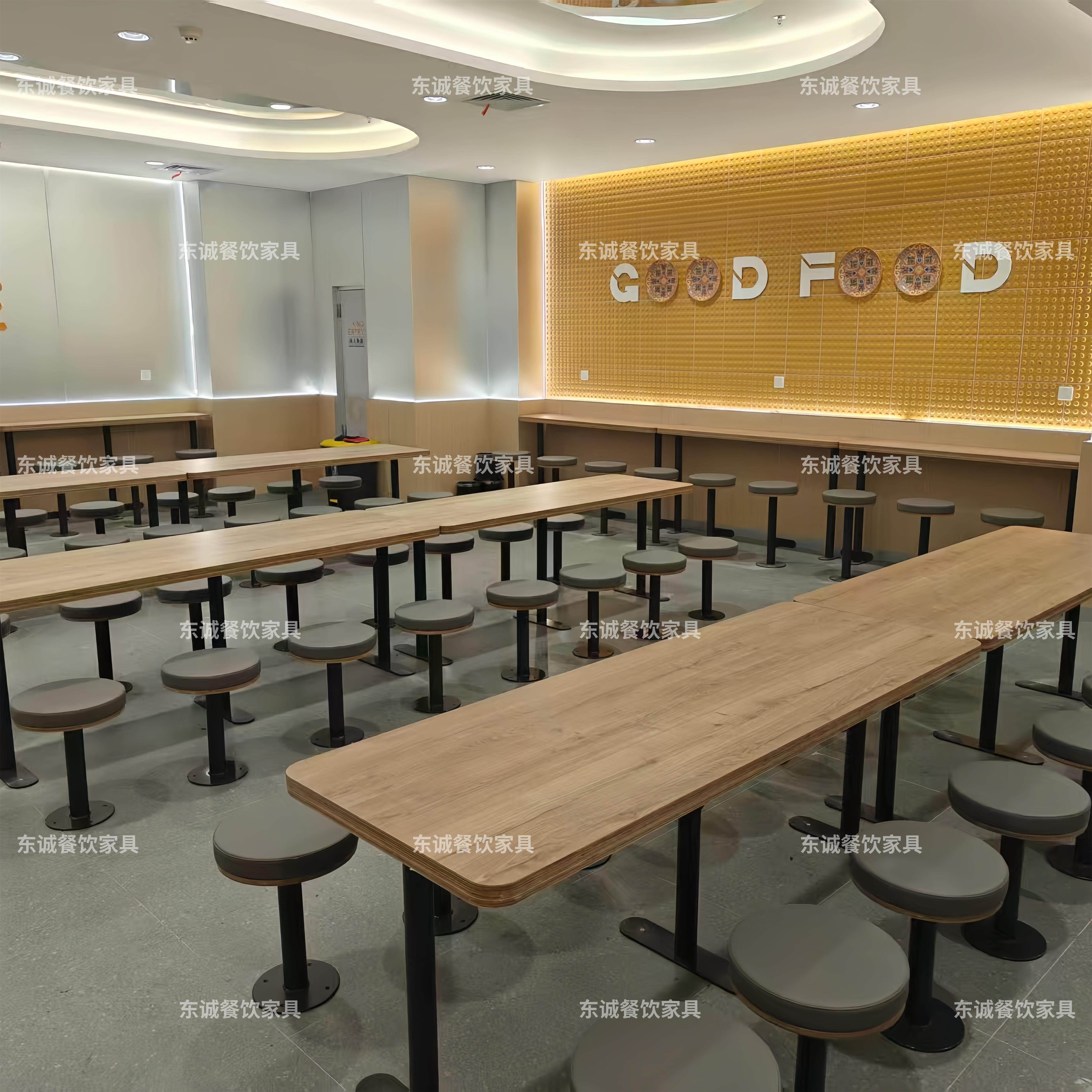 鲜风超市堂食就餐区桌椅长岛桌靠墙吧桌吧台凳商用肯得基桌椅