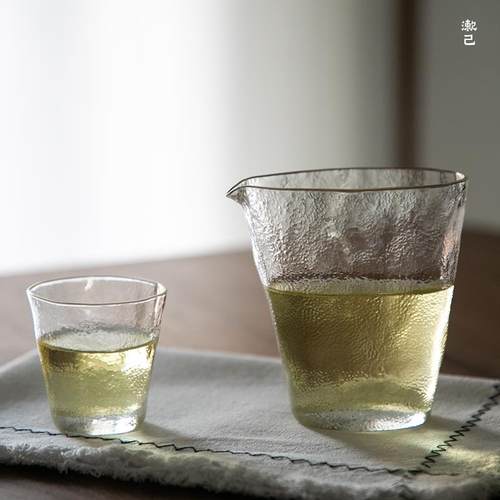 日式手工锤纹砂砾纹耐热玻璃硝子茶道茶席公杯公道杯简约ins风