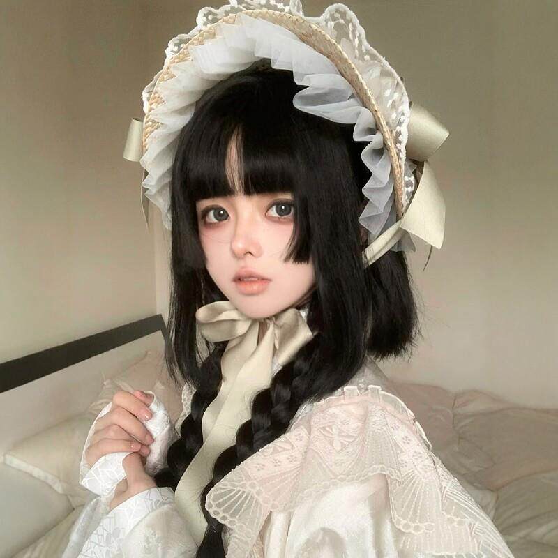 公主切假发黑长直水母头lolita姬发全头套女万圣节二次元日常日系