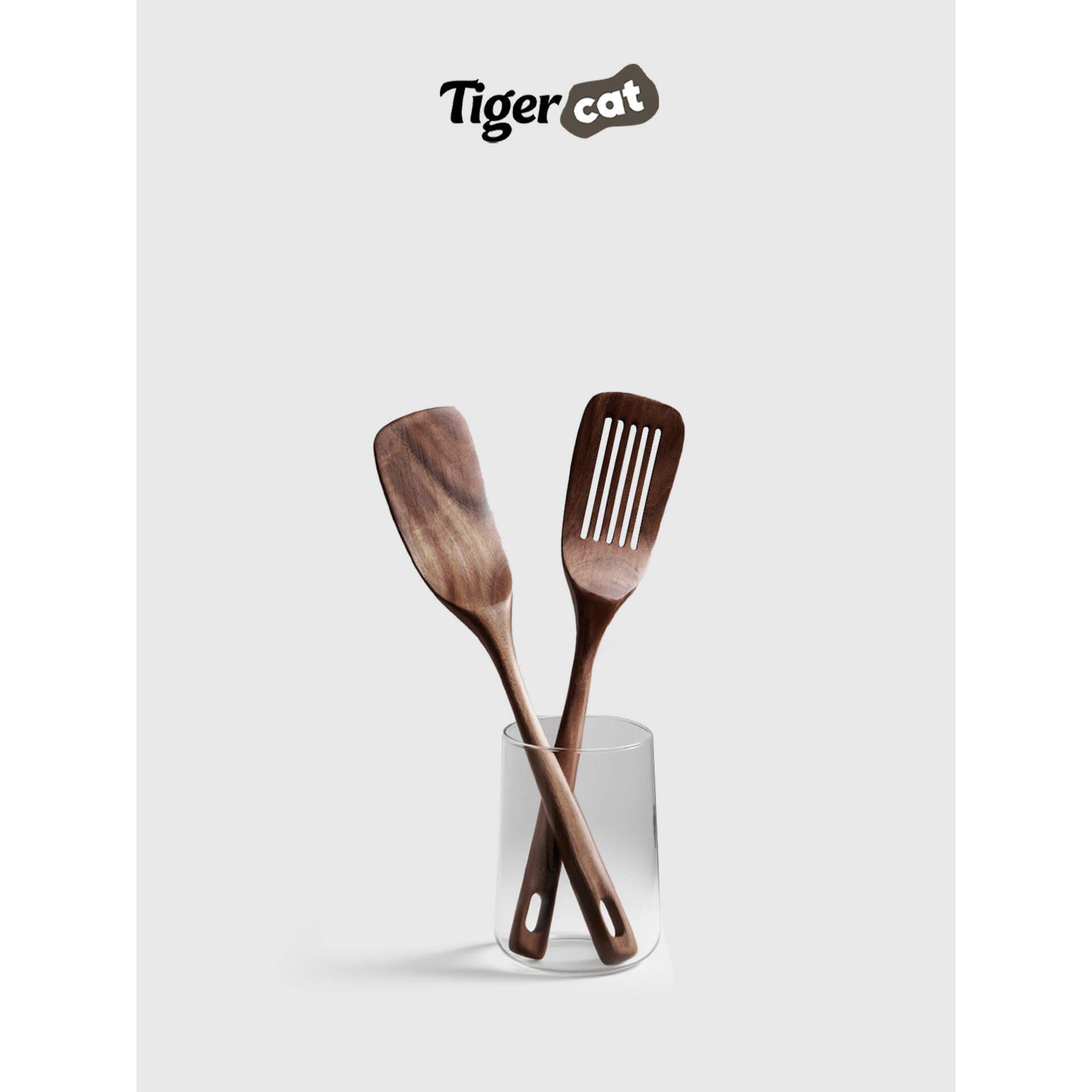TIGERCAT柚木长柄锅铲实木质不粘锅铲家用炒菜铲子厨房木铲子漏铲