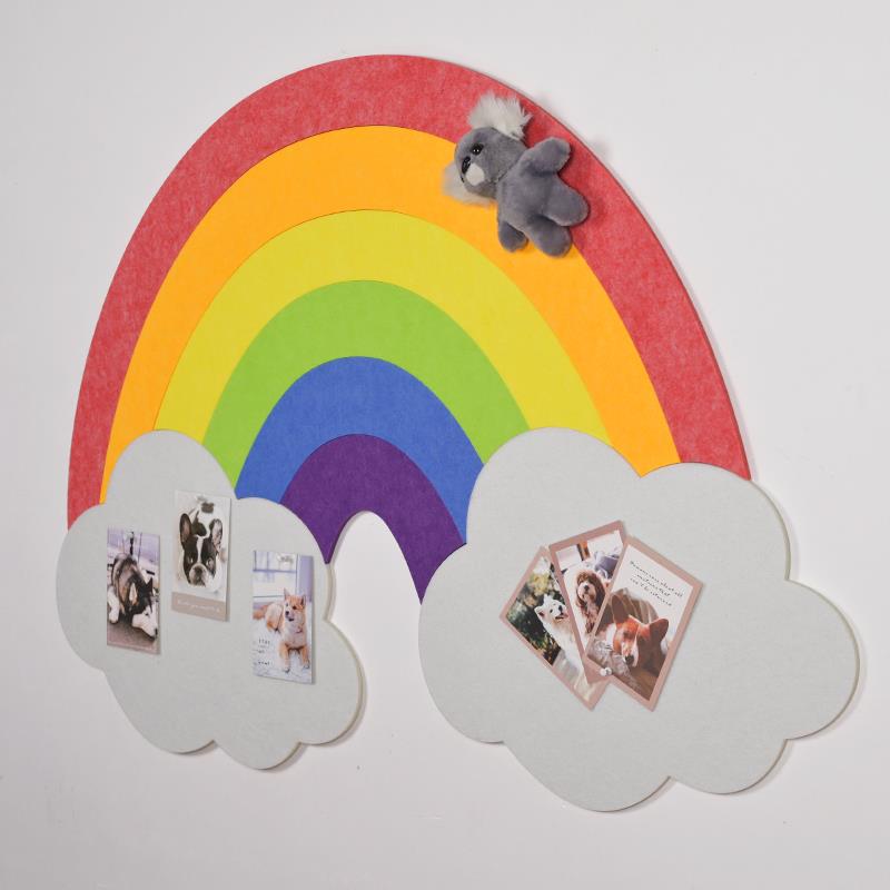 杏双彩虹毛毡板照片墙软木板毛毡墙贴幼儿园主题墙展示板毛毡背景
