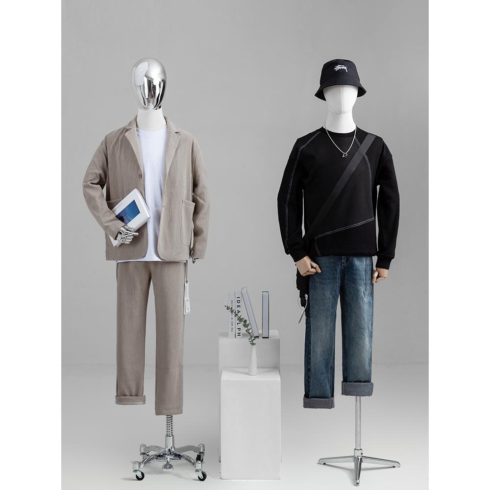 男装店高档模特道具展示架男半身橱窗人台假人偶全身包布人体模型