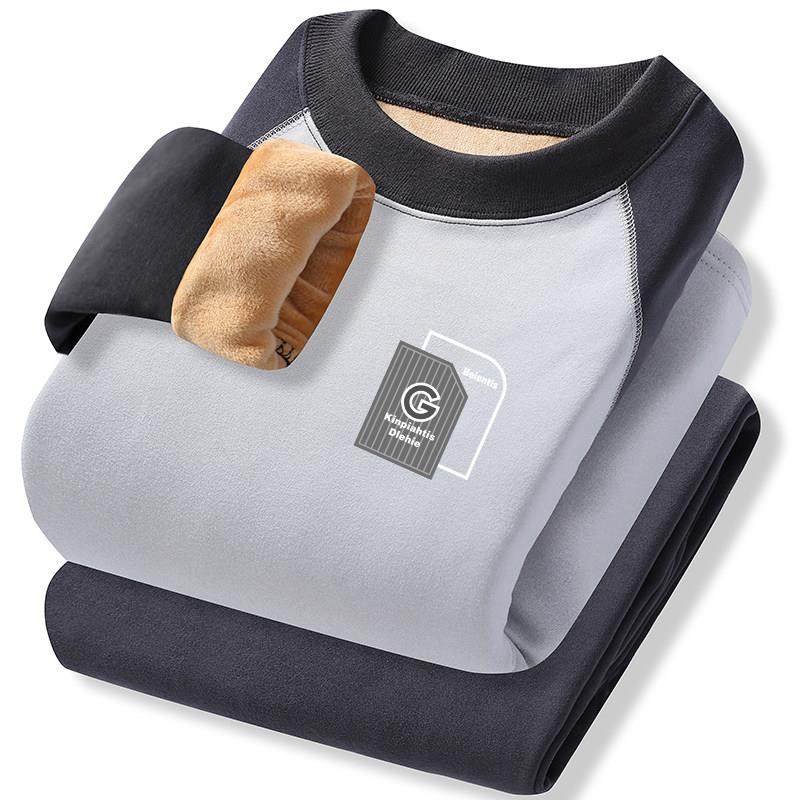 冬季大童初中学生保暖内衣套装男士加绒加厚青少年秋衣秋裤棉毛衫