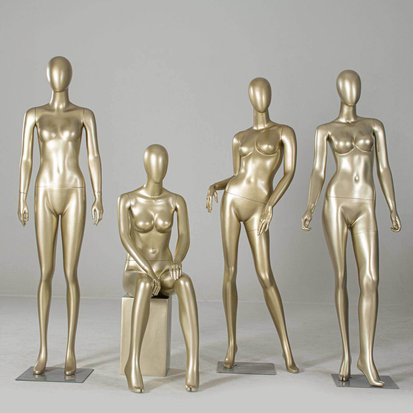 金色女装模特全身金色内衣店服装店带头女全身人体橱窗拍摄道具