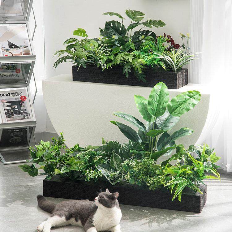 橱窗花箱造景组合龟背植物仿真绿植假花假植物摆件仿真绿植组合