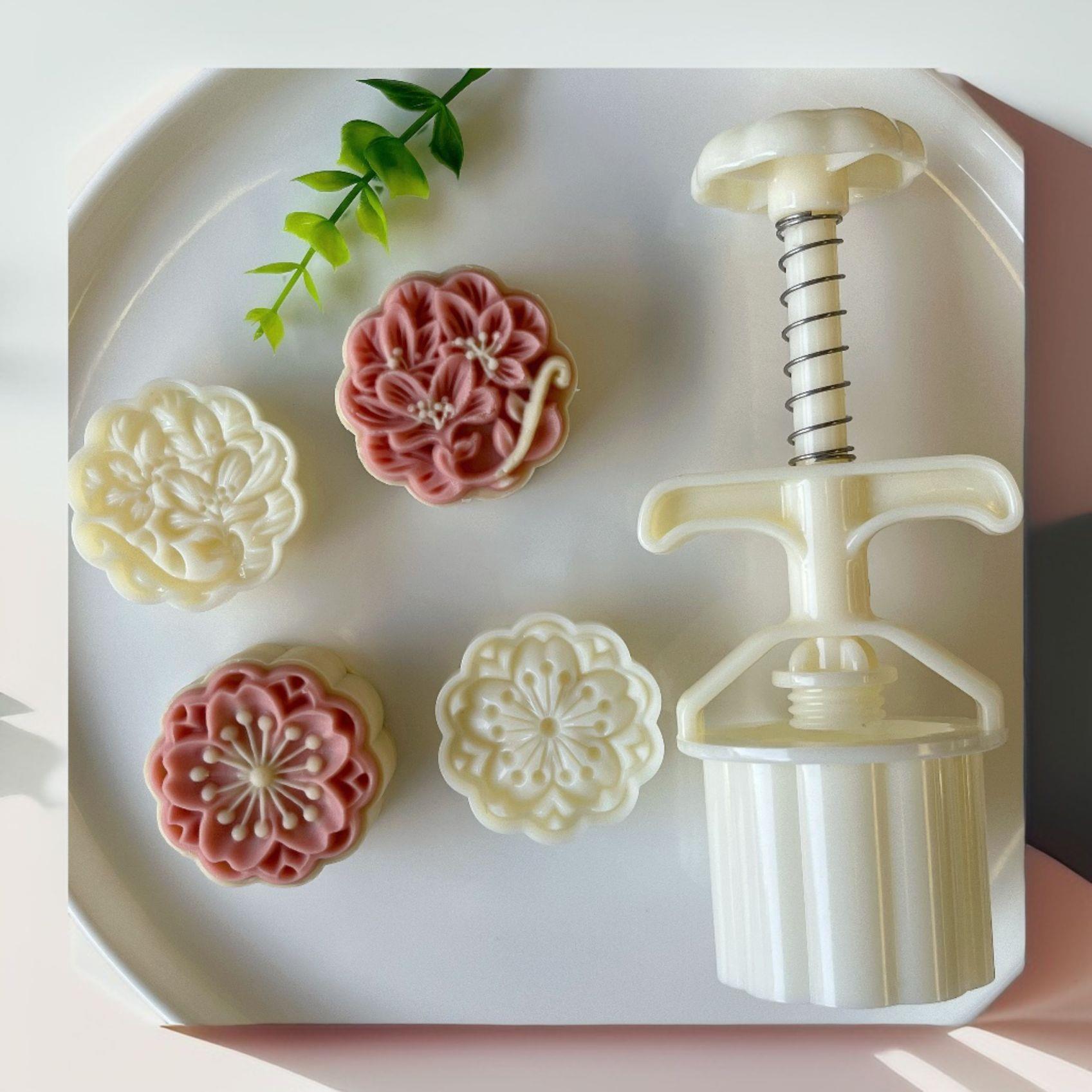 宏印臻品2025年新款50~75克樱花杜鹃广式桃山冰皮月饼绿豆糕模具