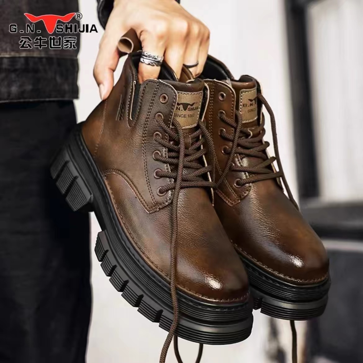 公牛世家旗舰店马丁靴男款秋冬季